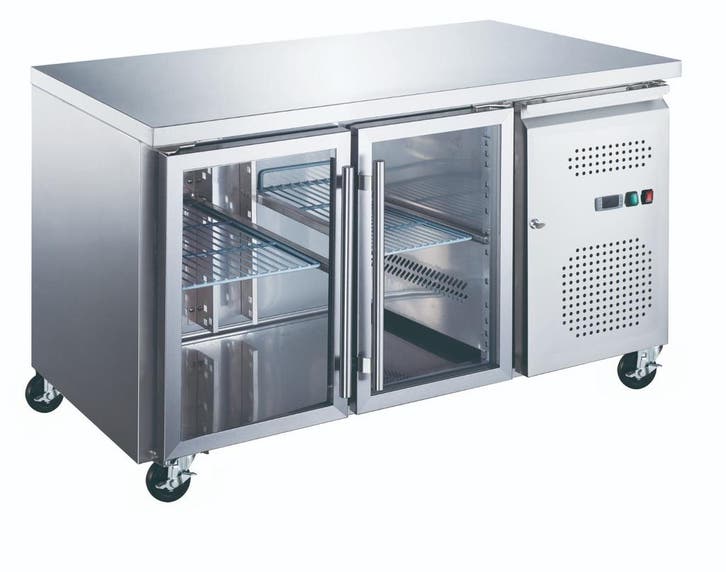 Koelwerkbank - 136 cm - 2 Glazen Deuren, Articles professionnels, Horeca | Équipement de cuisine, Envoi