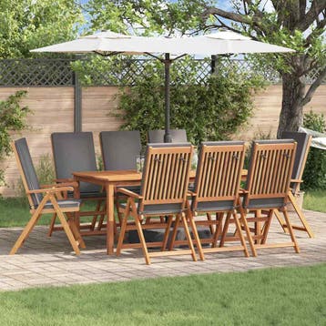 vidaXL Tuinstoel 8 st Bruin en Grijs Massief Teakhout, Verzenden, Nieuw