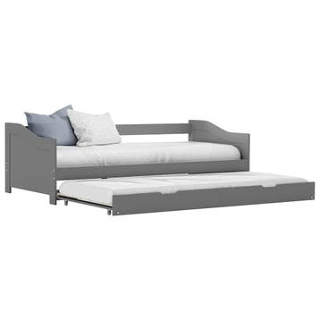 vidaXL Bedbank uittrekbaar grenenhout grijs 90x200 cm, Verzenden, Nieuw
