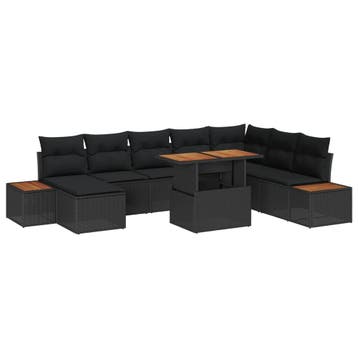 vidaXL Tuinbank Set 9 st Zwart en Bruin, Verzenden, Nieuw