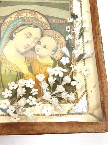 Relikwie - Reliekhouder van Onze Lieve Vrouw met Kind Jezus, Antiek en Kunst