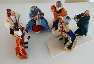sculptuur, Pastori Napoletani - Lotto di sette personaggi,, Antiek en Kunst