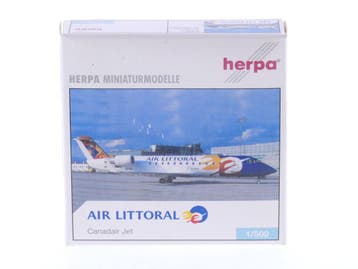 Schaal 1:500 Herpa 513234 Canadair Jet Air Littoral Reg...., Ophalen of Verzenden, Zo goed als nieuw