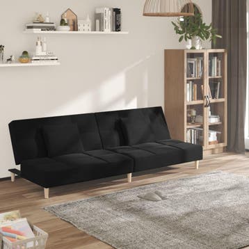 vidaXL Slaapbank / zetel 2-zits met 2 kussens stof zwart, Verzenden, Nieuw
