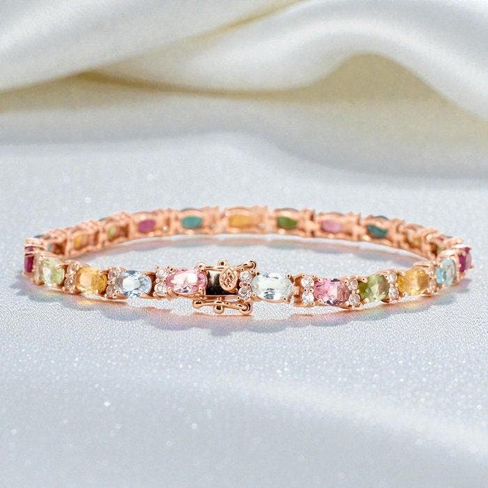 Zonder minimumprijs - Armband Verguld Toermalijn - Topaas -, Handtassen en Accessoires, Armbanden