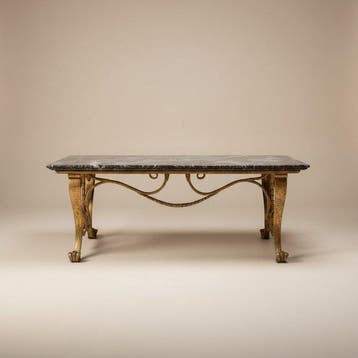 Art Deco - Eettafel - Marmo Rosso Levanto, Smeedijzer
