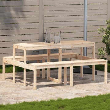 vidaXL Picknicktafel 160x134x75 cm massief grenenhout, Tuin en Terras, Verzenden, Nieuw