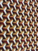 Geometrische illusie in amber- en roesttinten - Meubelstof -