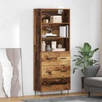 vidaXL Highboard met lade 2 pcs Oudhout Bewerkt hout, Huis en Inrichting, Kasten | Dressoirs, Verzenden, Nieuw