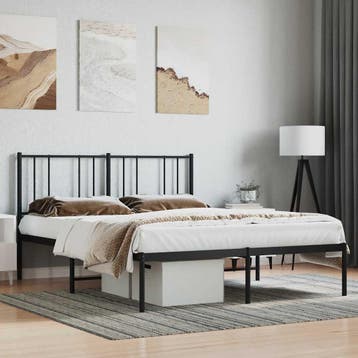 vidaXL Bedframe met hoofdbord metaal zwart 140x200 cm, Verzenden, Nieuw
