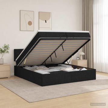 vidaXL Ottoman bed met matras met hoofdeinde Zwart 200 x 200, Verzenden, Nieuw
