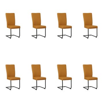 Set van 8 Leren eetkamerstoelen Dry - Toledo Leem, Ophalen of Verzenden, Nieuw, Leer, Eén