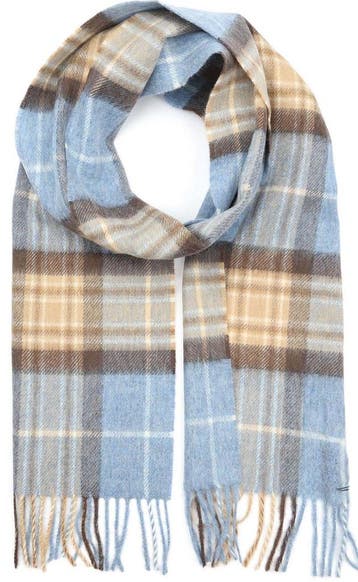 Suitable Sjaal Ruit Merino Wol Beige Blauw maat  Heren, Verzenden, Nieuw, Suitable