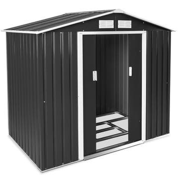 Tuinhuis met zadeldak - grijs/wit, Verzenden