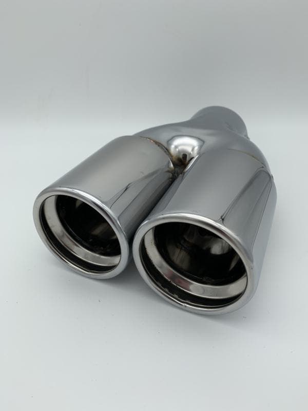 Uitlaat Sierstuk RVS Dubbel Rond – 2 x 76 mm, Auto-onderdelen, Uitlaatsystemen, Nieuw, Ophalen of Verzenden