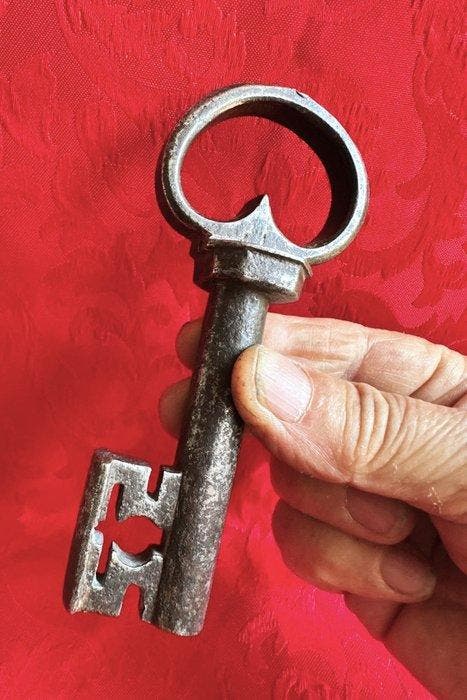 Antica chiave da Forziere - con Brasature a Rame - Germania, Antiquités & Art, Antiquités | Autres Antiquités