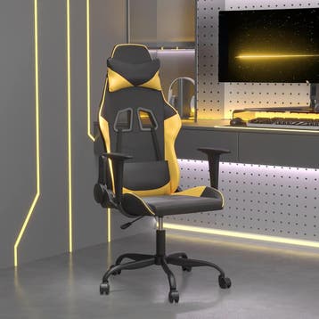 vidaXL Massage gamestoel kunstleer zwart en goudkleurig, Verzenden, Nieuw
