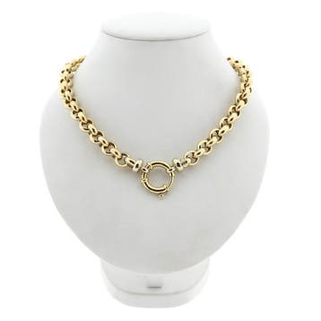 Gouden jasseronschakel collier | 46 cm (Ketting), Handtassen en Accessoires, Kettingen, Ophalen of Verzenden, Gebruikt, Goud, Goud