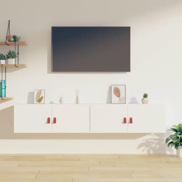vidaXL Wandkasten 2 st 80x30x30 cm massief grenenhout wit, Verzenden, Nieuw