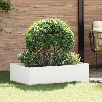 vidaXL Gazonrand 100 x 60 x 35 cm Staal Wit, Verzenden