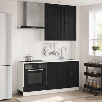 vidaXL Keukenblok KALMAR 5 st Zwart Bewerkt hout, Verzenden