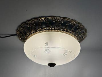 Plafondlamp - Messing, Glas - Art deco stijl plafonnièr