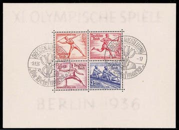 Empire allemand 1936 - Paire de blocs Olympiade avec