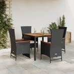 vidaXL 5-delige Tuinset met kussens poly rattan zwart, Verzenden, Nieuw, Tuinset
