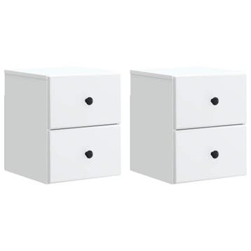 vidaXL Muurbevestigde Nachttafel met lade 2 pcs Wit 34,5 x, Huis en Inrichting, Verzenden, Nieuw
