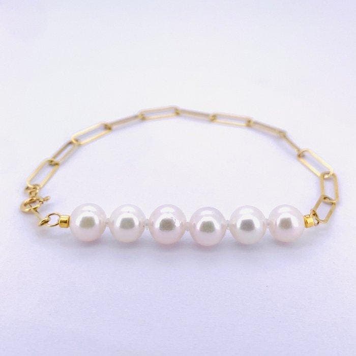 Armband - 18 karaat Geel goud - 4.97ct. tw. Parel, Handtassen en Accessoires, Armbanden