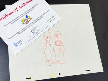 Gracie Films - Originele animatietekening van Homer en Marge, Nieuw in verpakking