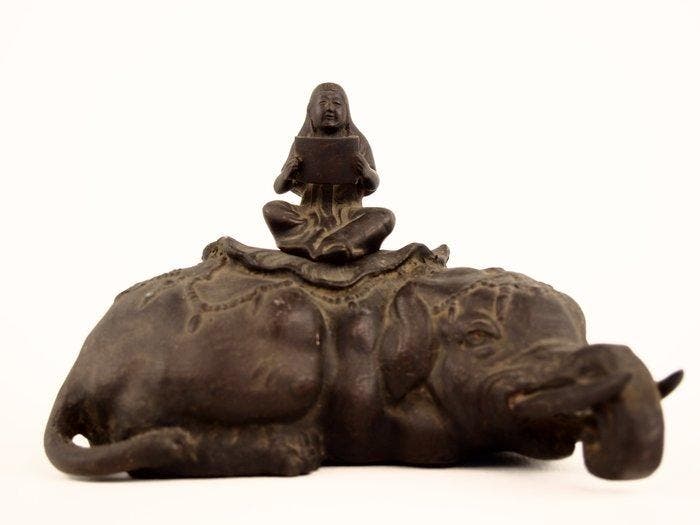 Incense burner Fugen Bodhisattva riding an elephant - Beeld, Antiquités & Art, Antiquités | Autres Antiquités