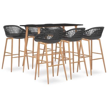 vidaXL 7-delige Barset zwart en grijs, Huis en Inrichting, Complete eetkamers, Verzenden, Nieuw