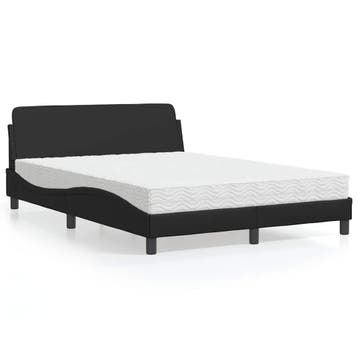 vidaXL Bed met matras Dover kunstleer zwart 140x200 cm, Huis en Inrichting, Verzenden, Nieuw