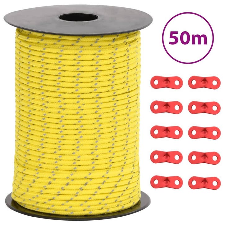 vidaXL Tentscheerlijn met reflecterende strips en spanners, Caravanes & Camping, Accessoires de tente, Envoi