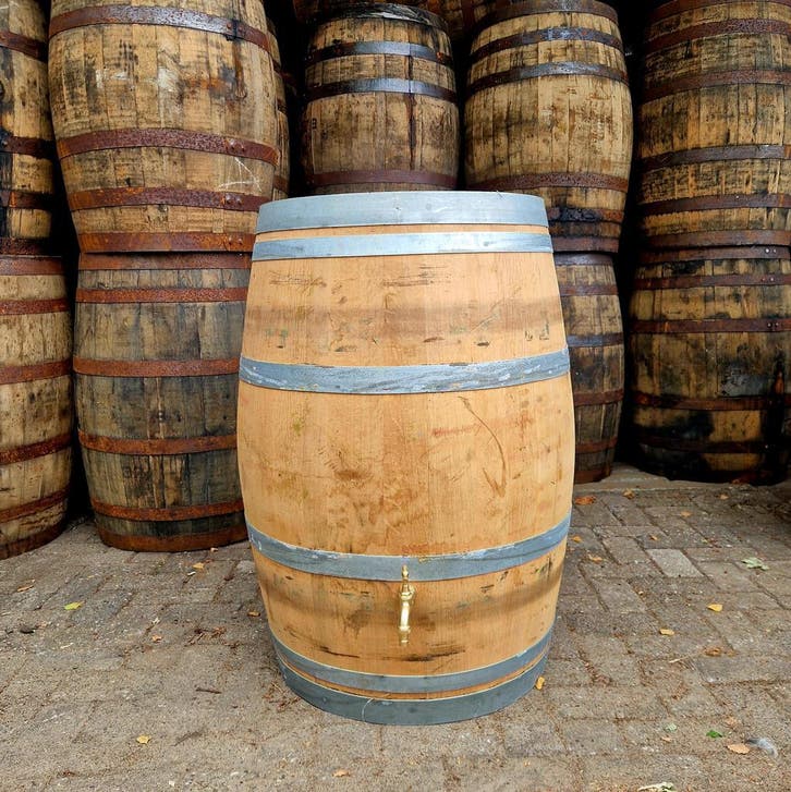 Houten regenton - wijnvat - 225 liter - messing kraantje, Tuin en Terras, Regentonnen, 150 liter of meer, Met kraantje, Nieuw