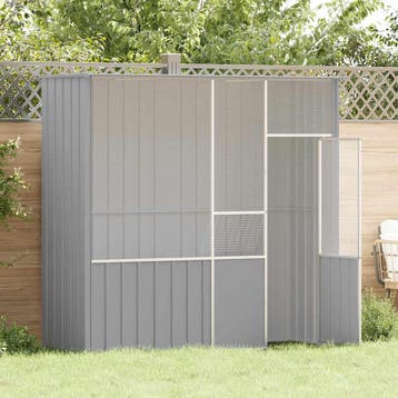 vidaXL Vogelkooi 215x78x200 cm gegalvaniseerd staal grijs, Verzenden, Nieuw