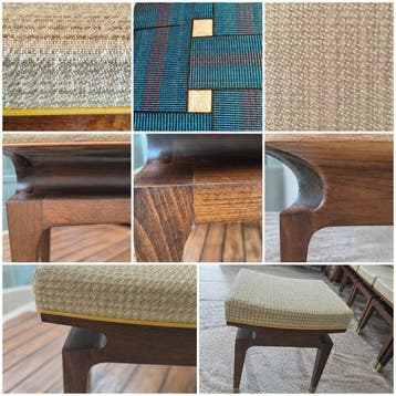 Bijzetstoel - Eik - Set van twee Mid-Century Modern krukjes