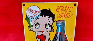 Betty Boop Coca-Cola - Enseigne en émail - Métal, Émail, Antiek en Kunst