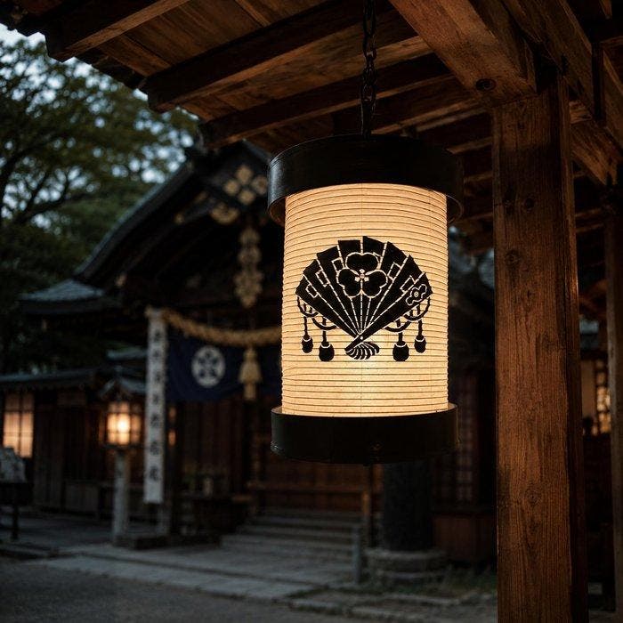 Grote antieke papieren lampion (Chchin) — Fan Crest, Antiek en Kunst, Antiek | Overige Antiek