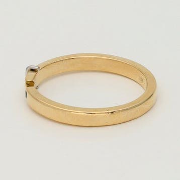 Ring - 18 karaat Geel goud, Platina - 0.01ct. tw. Diamant