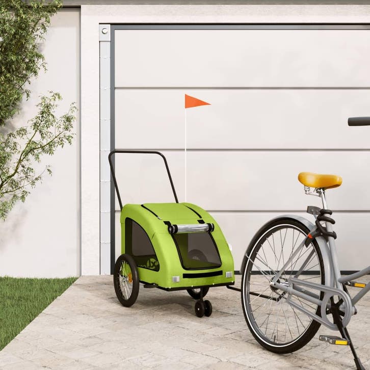 vidaXL Hondenfietstrailer oxford stof en ijzer groen, Dieren en Toebehoren, Overige Dieren-accessoires, Nieuw, Verzenden