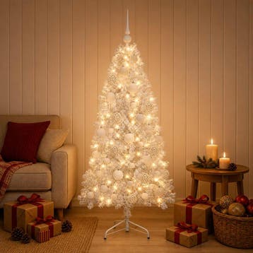 vidaXL Kunstmatige Hinged Kerstboom 150 cm 150 LEDs Warmwit, Verzenden, Nieuw