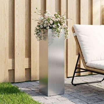 vidaXL Plantenbak zilver 20 x 20 x 75 cm Gegalvaniseerd, Tuin en Terras, Bloempotten, Verzenden, Nieuw