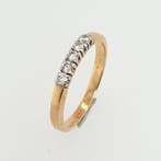 Bague - 14 carats Or jaune, Or blanc - 0.15ct. tw. Diamant, Nieuw
