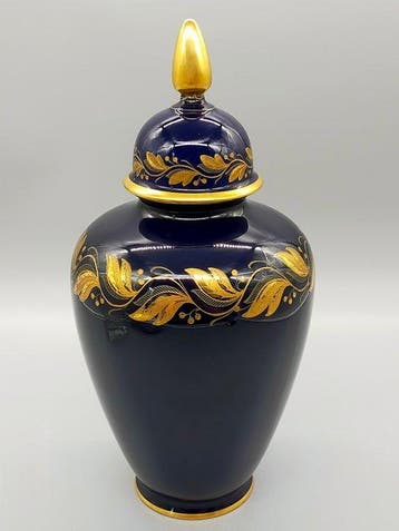 Alka Bavaria Viktoria Deckelvase Cobalt Blau Gold –