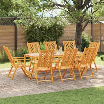 vidaXL Tuin Eettafel Set 9 st Bruin Massief Acacia Hout, Tuin en Terras, Tuintafels, Verzenden, Nieuw