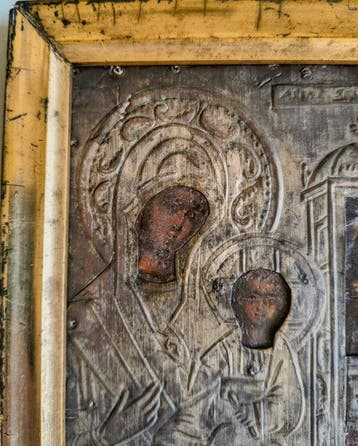 Icoon - Moeder Gods van Smolensk - Hout, Koper