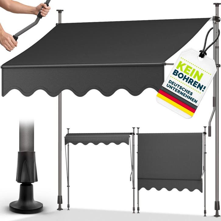 Klemluifel - zonnescherm balkon - breedte 150 cm - grijs -, Jardin & Terrasse, Protection solaire, Envoi