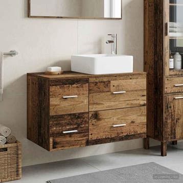 vidaXL Badkamermeubel Set 2 pcs Oud hout Bewerkt hout, Verzenden, Nieuw